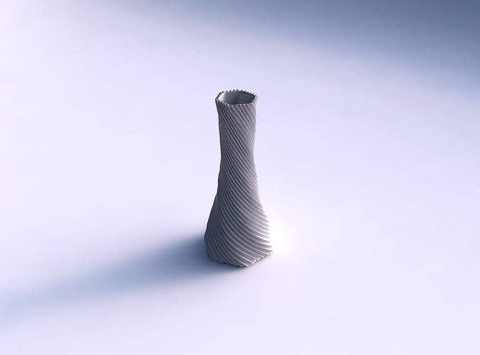 Vase twisted squeezed hexagon with bent extruded lines | 3D