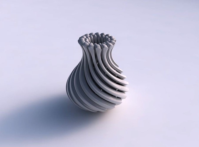 Vase curved twisted with beveled muscle structure and soft tips twisted and squeezed | 3D