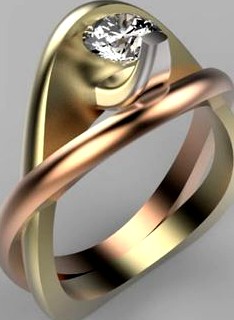 Engagement ring Two or three metal tone | 3D