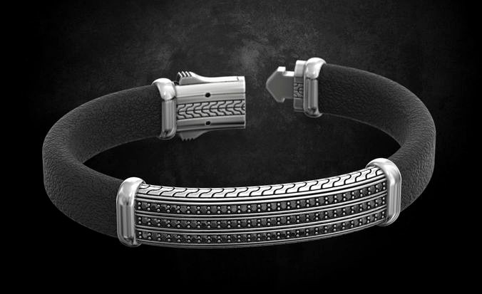 Stylish mens bracelet with a lock under the skin 142 | 3D
