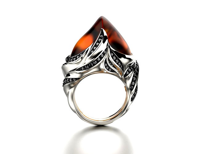 Exclusive fashion ring with fire opal | 3D