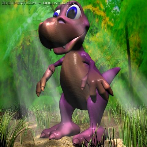 Young Cartoon Dinosaur RIGGED 3D Model