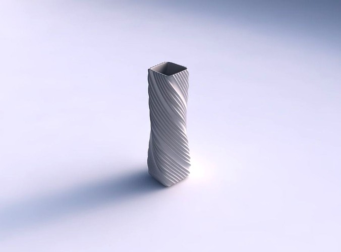 Vase twisted rectangle with twisted extruded lines | 3D