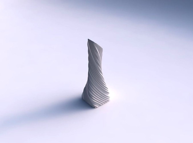 Vase twisted squeezed and bent rectangle with twisted extruded lines | 3D