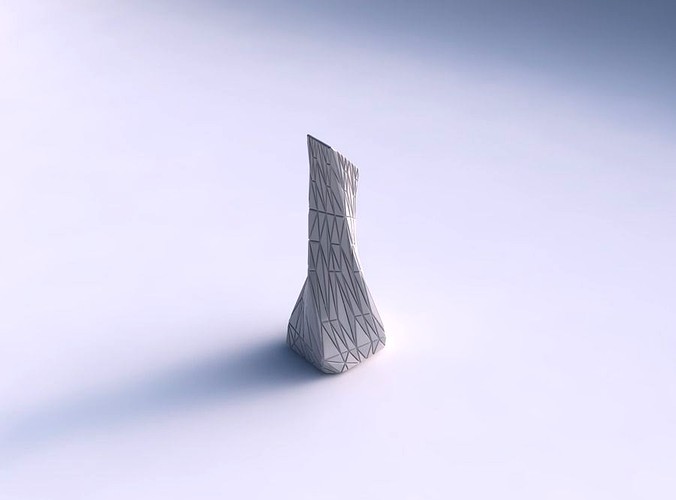 Vase twisted squeezed and bent rectangle with random triangle plates | 3D