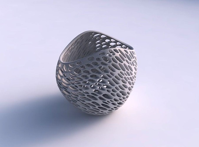 Bowl compressed 3 with organic lattice and twisted thickness 2 | 3D