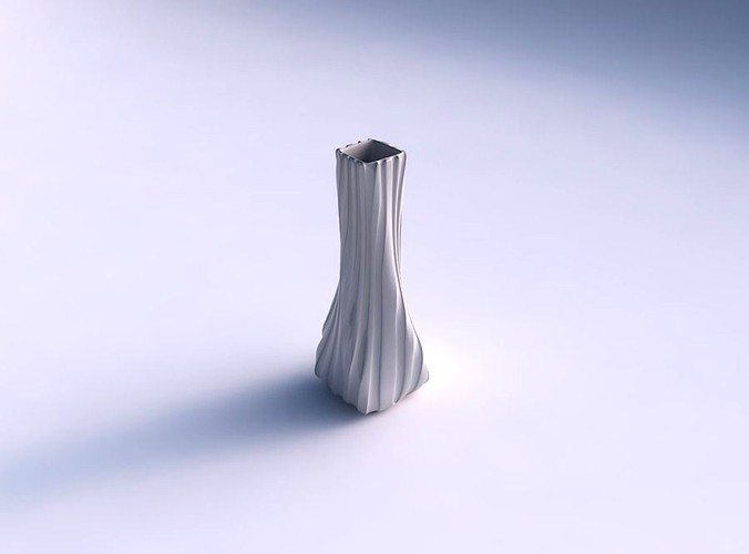 Vase twisted squeezed rectangle with twisted smooth ribbons | 3D