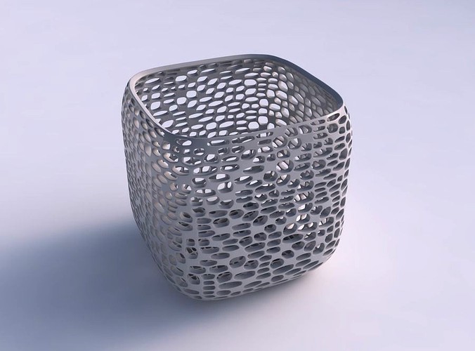Vase quadratic stumpy with dense organic lattice 2 | 3D
