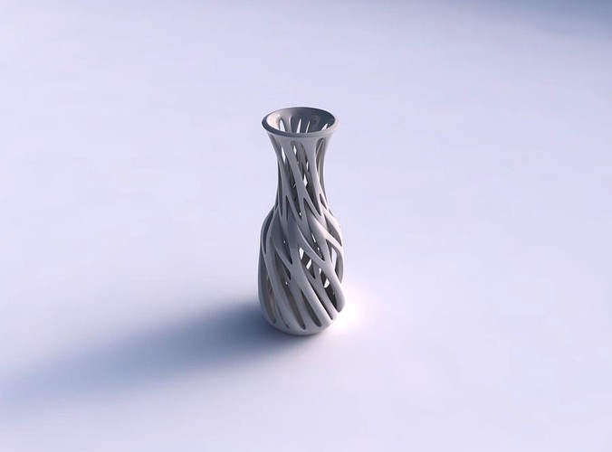 Vase thin neck with intertwining lines twisted | 3D
