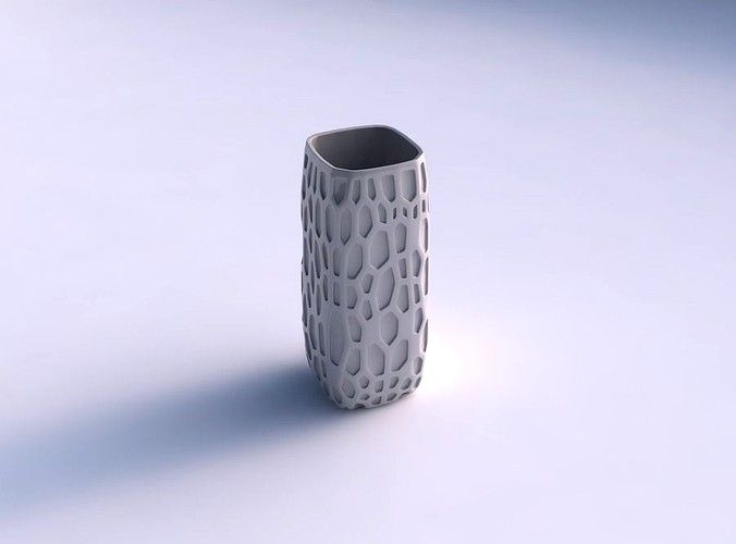 Vase quadratic tall with organic dents | 3D