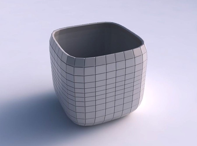 Vase quadratic stumpy with grid plates | 3D