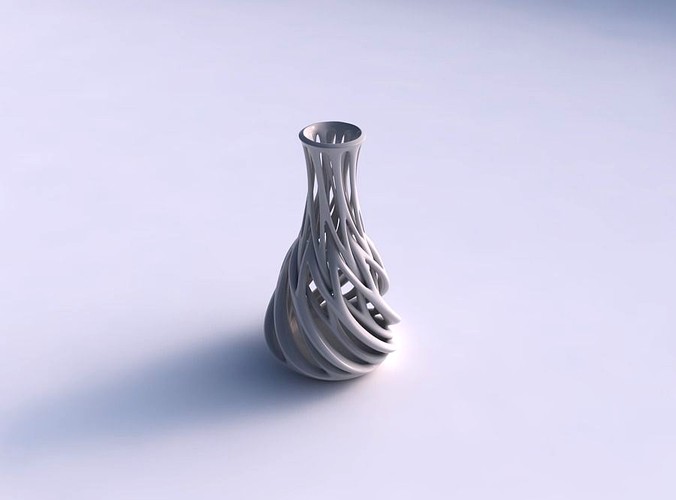 Vase slim with intertwining lines twisted and tapered 2 | 3D