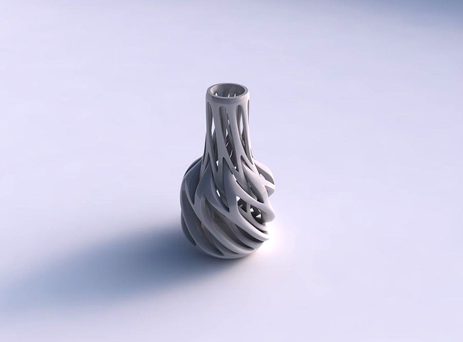 Vase slim wider middle with intertwining lines twisted and tapered 2 | 3D