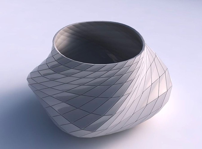 Bowl twisted elipse with distorted grid plates | 3D