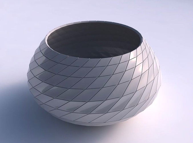 Bowl squeezed twisted with distorted grid plates | 3D