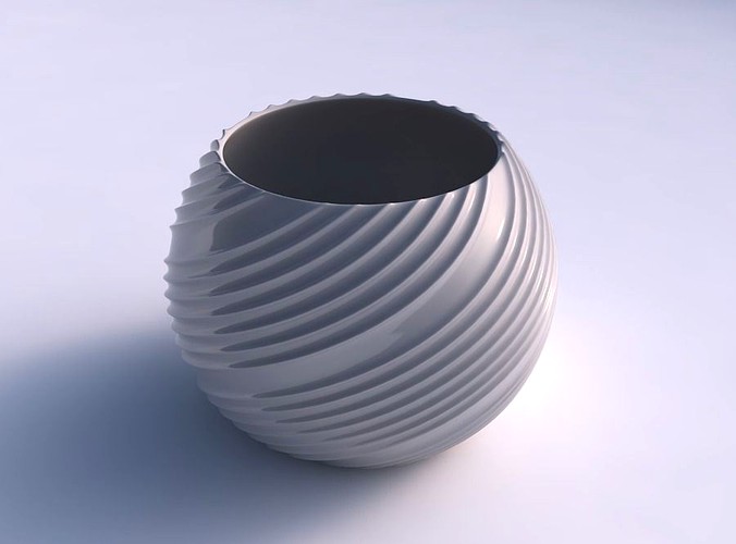Bowl spheric with flowing extruded lines | 3D