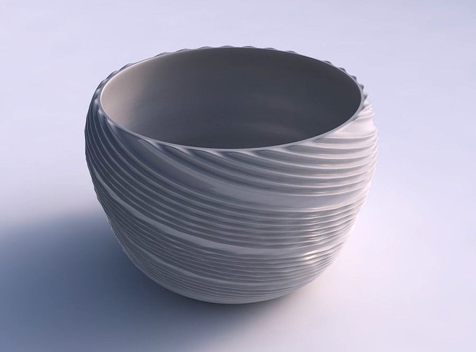 Bowl spheric twisted with twisted extruded lines | 3D