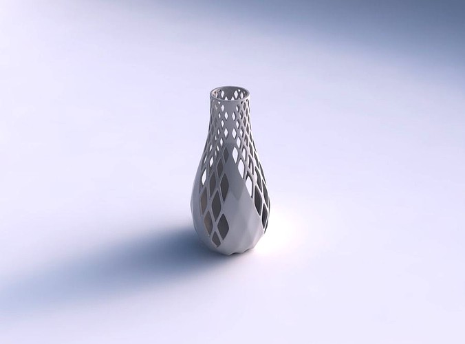 Vase curved with diagonal grid lattice 3 | 3D