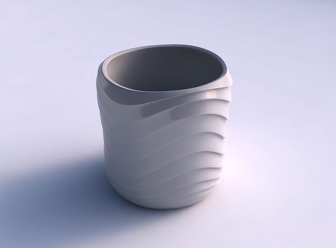 Bowl cylindrical with horizontal wavy inverted layers | 3D