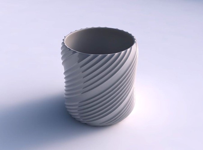 Bowl cylindrica with flowing extruded lines | 3D