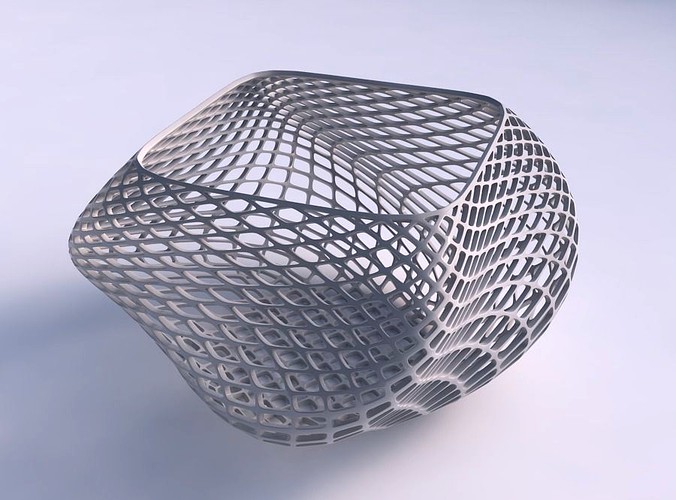 Bowl helix with fine diagonal grid lattice | 3D