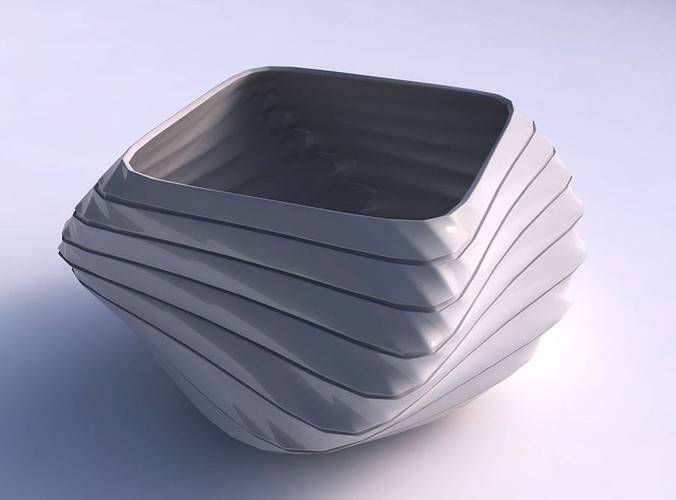 Bowl helix with horizontal dents and twisted diagonal lines | 3D