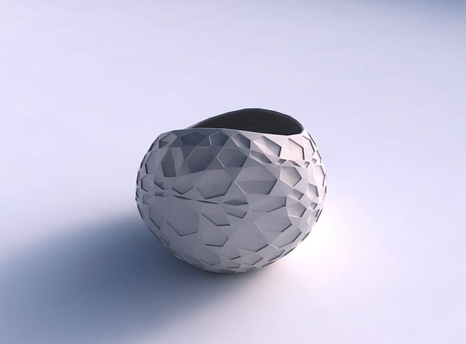 Bowl skewed and twisted with crystal dents | 3D