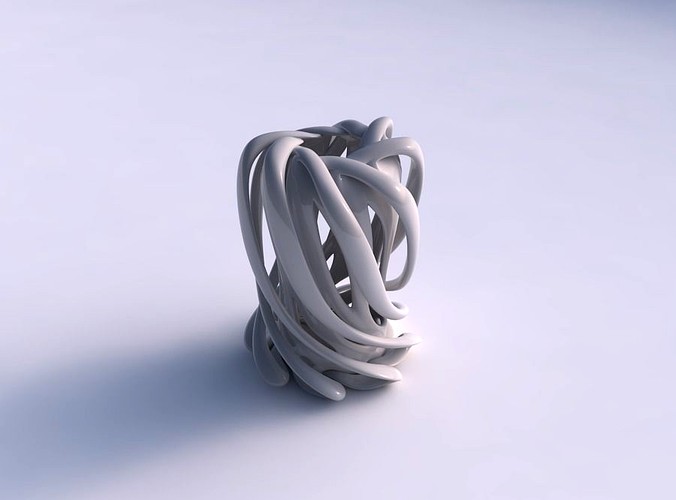 Vase double twisted with wide collapsed top streched top | 3D
