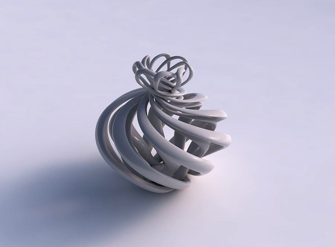 Vase double twisted with squeezed top part twisted and squeezed | 3D