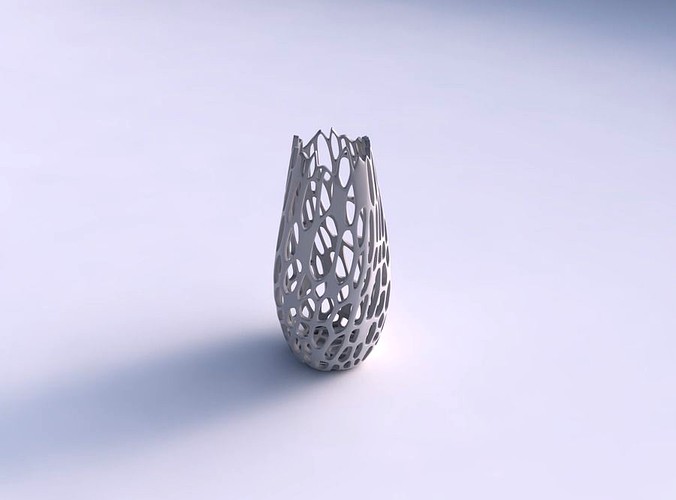 Narrow top vase helix with cracked organic lattice | 3D