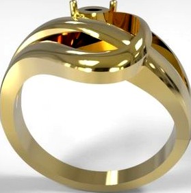 Golden Jewelry Modern Ornament Design Ring | 3D