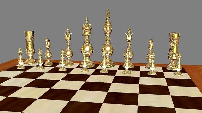 Board and chess figures            between 20 and 10 cm | 3D