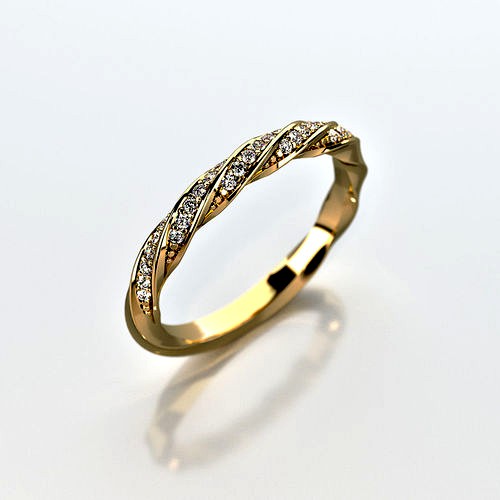 Wedding ring with round gemstones 002 | 3D