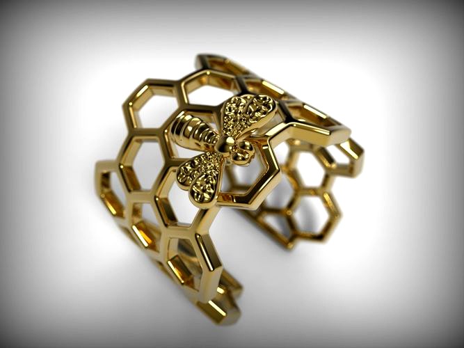 Ring honeycomb and bee | 3D