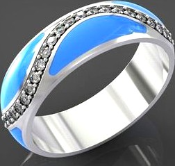 Ring with gems and Enamel STL | 3D