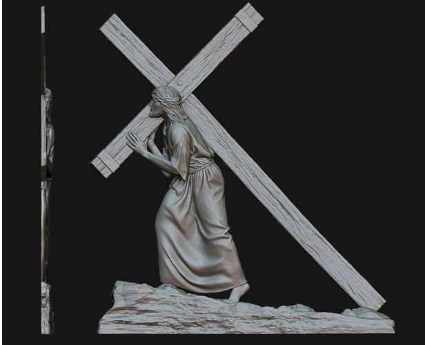 Jesus With The Cross Relief | 3D