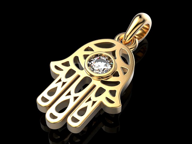 Hamsa Fatima Hand Charm Pendants Necklace Spiritual protection  | 3D