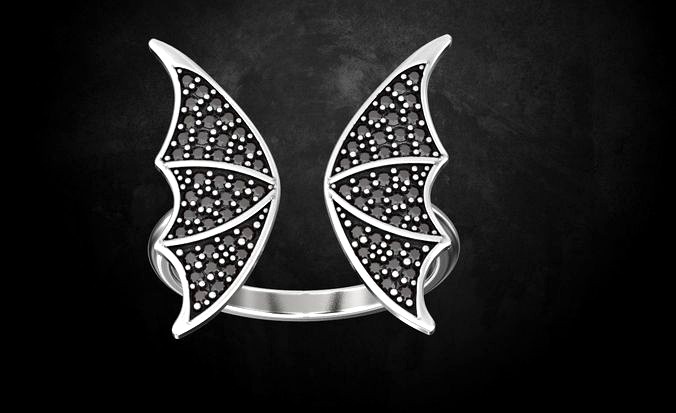 Ring bat with diamonds many size ring 144  | 3D