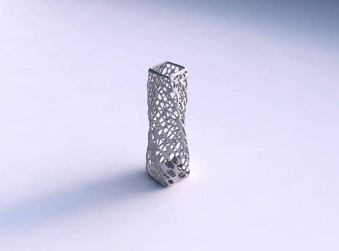 Vase twisted rectangle with twisted dense organic lattice | 3D