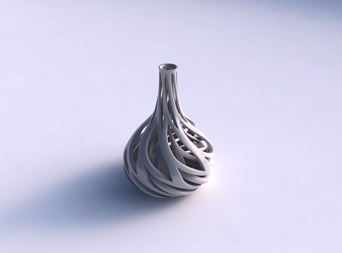 Vase taper squeezed neck with two layerd lattice twisted and tapered 2 | 3D