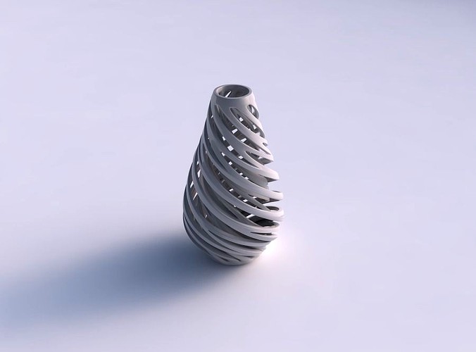 Vase taper 2 with twisted inner and outer lines very twisted and tapered | 3D