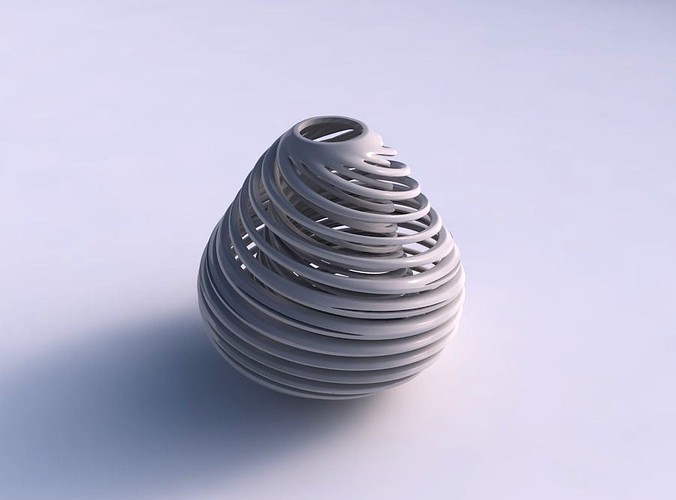 Vase spherical with twisted inner and outer lines very twisted and tapered 2 | 3D