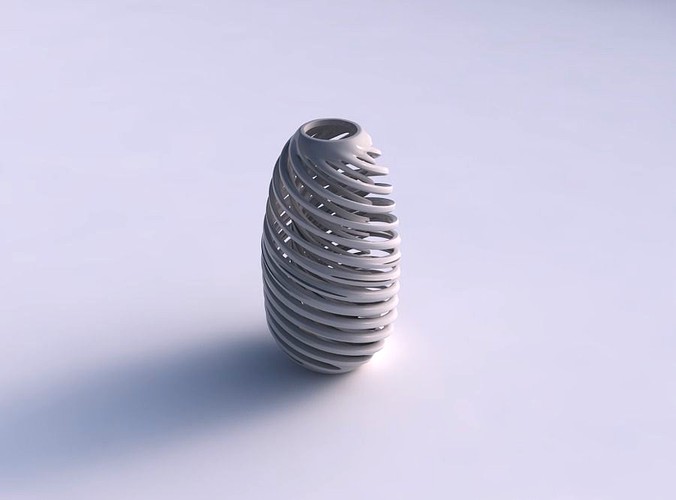 Vase spherical with twisted inner and outer lines very twisted and tapered | 3D