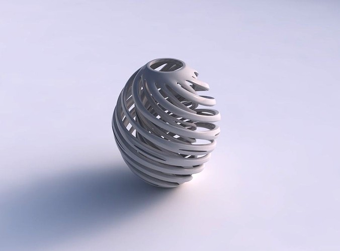 Vase spherical with twisted inner and outer lines twisted | 3D