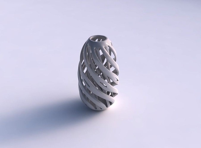 Vase spherical with twisted inner and outer lines tapered | 3D