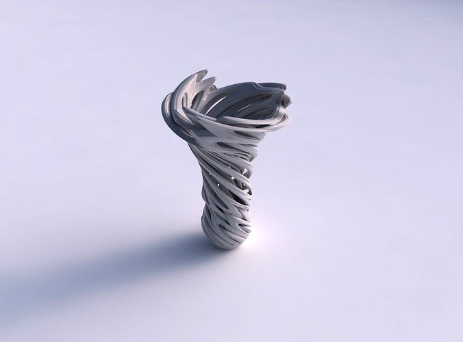 Vase flower funnel with beveled intertwining lines very twisted wavy | 3D