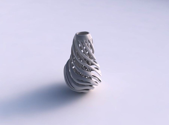 Vase bulb with twisted inner and outer lines twisted wavy | 3D