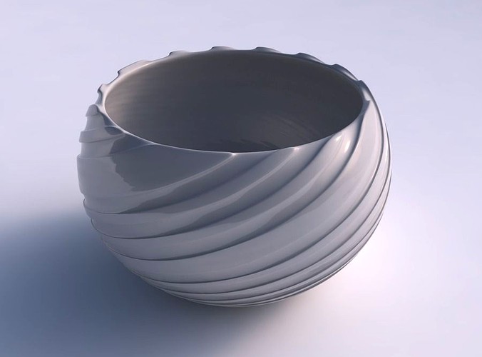 Bowl spheric twisted 2 with twisted smooth ribbons | 3D