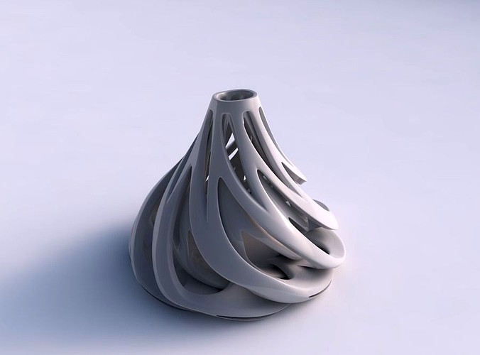 Vase flask with twisted inner and outer lines twisted and tapered 2 wavy | 3D