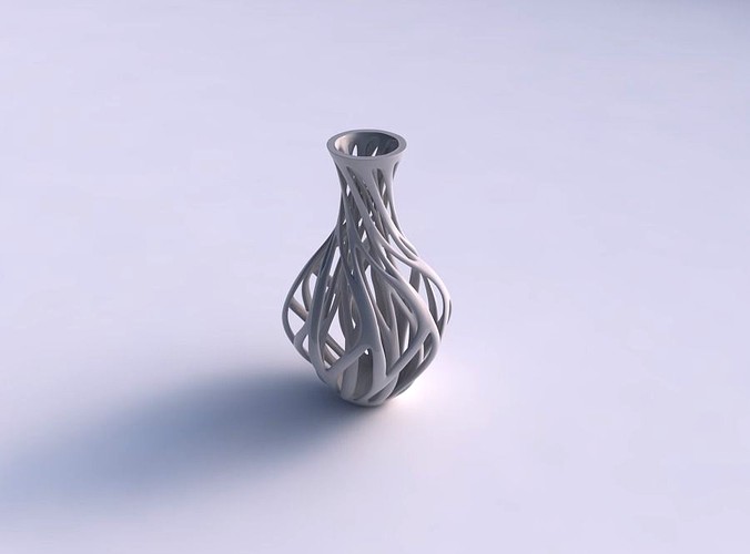 Vase flared with twisted inner and wide outer lines tapered | 3D